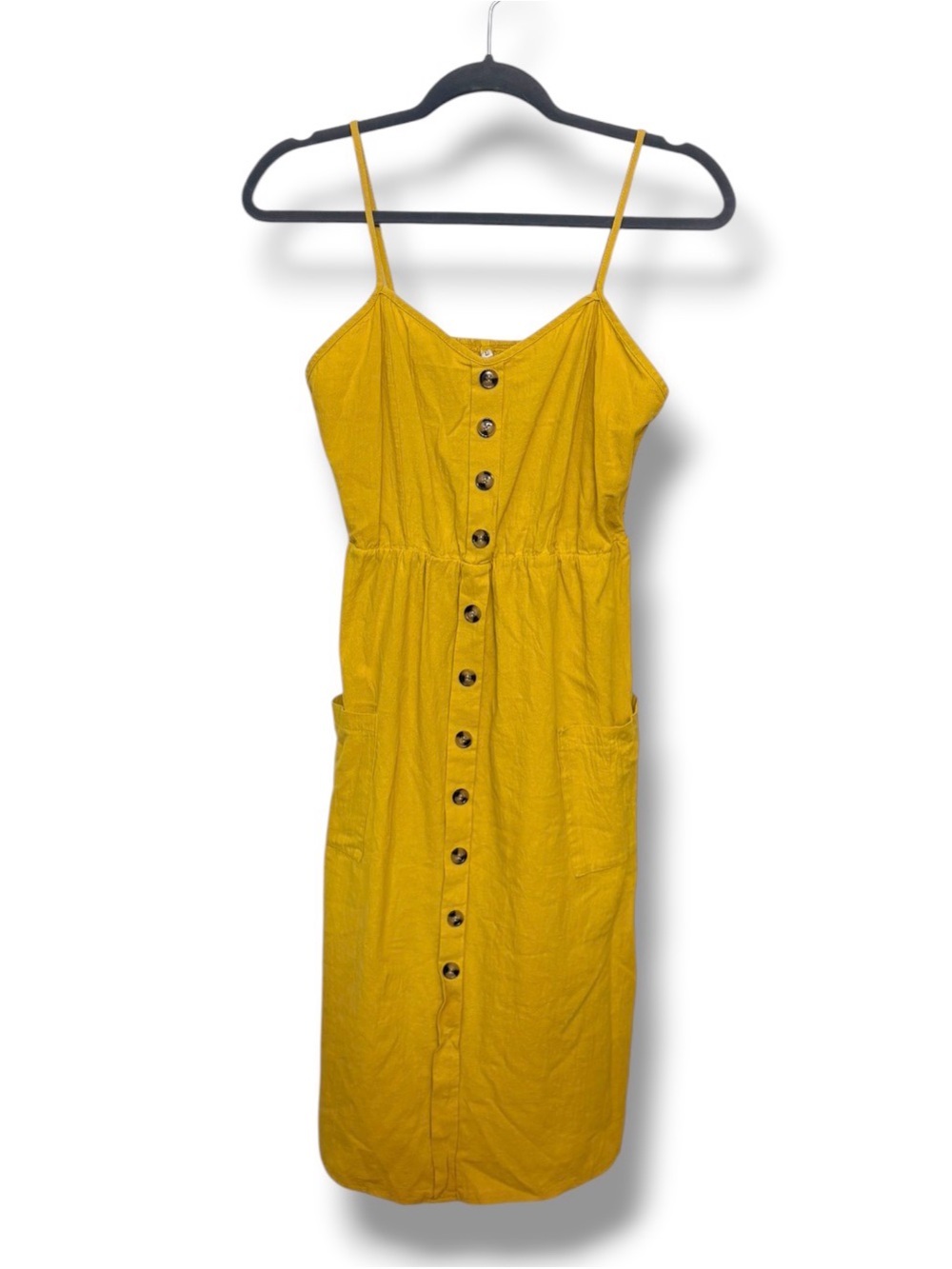 Button Design Spaghetti Strap Summer Dress size L has Pockets
